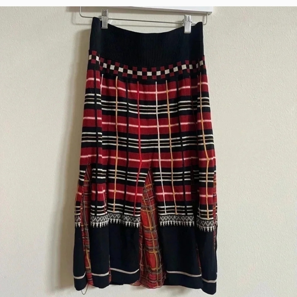 Jean Paul Gaultier Femme Y2K Tartan Check Knit Plaid Print Skirt